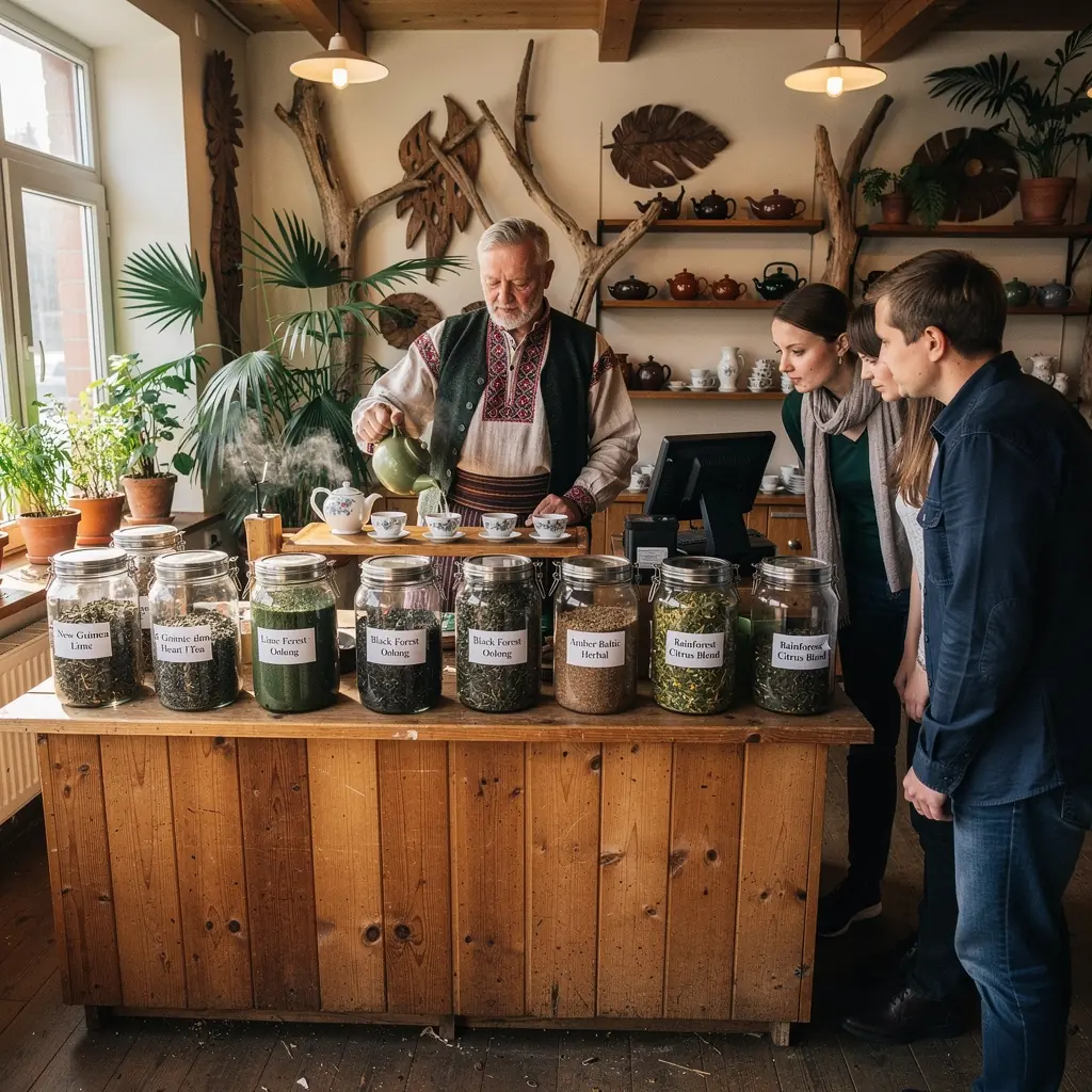 Šviežiai paruošta arbata, kurios spalva primena atogrąžų saulę.